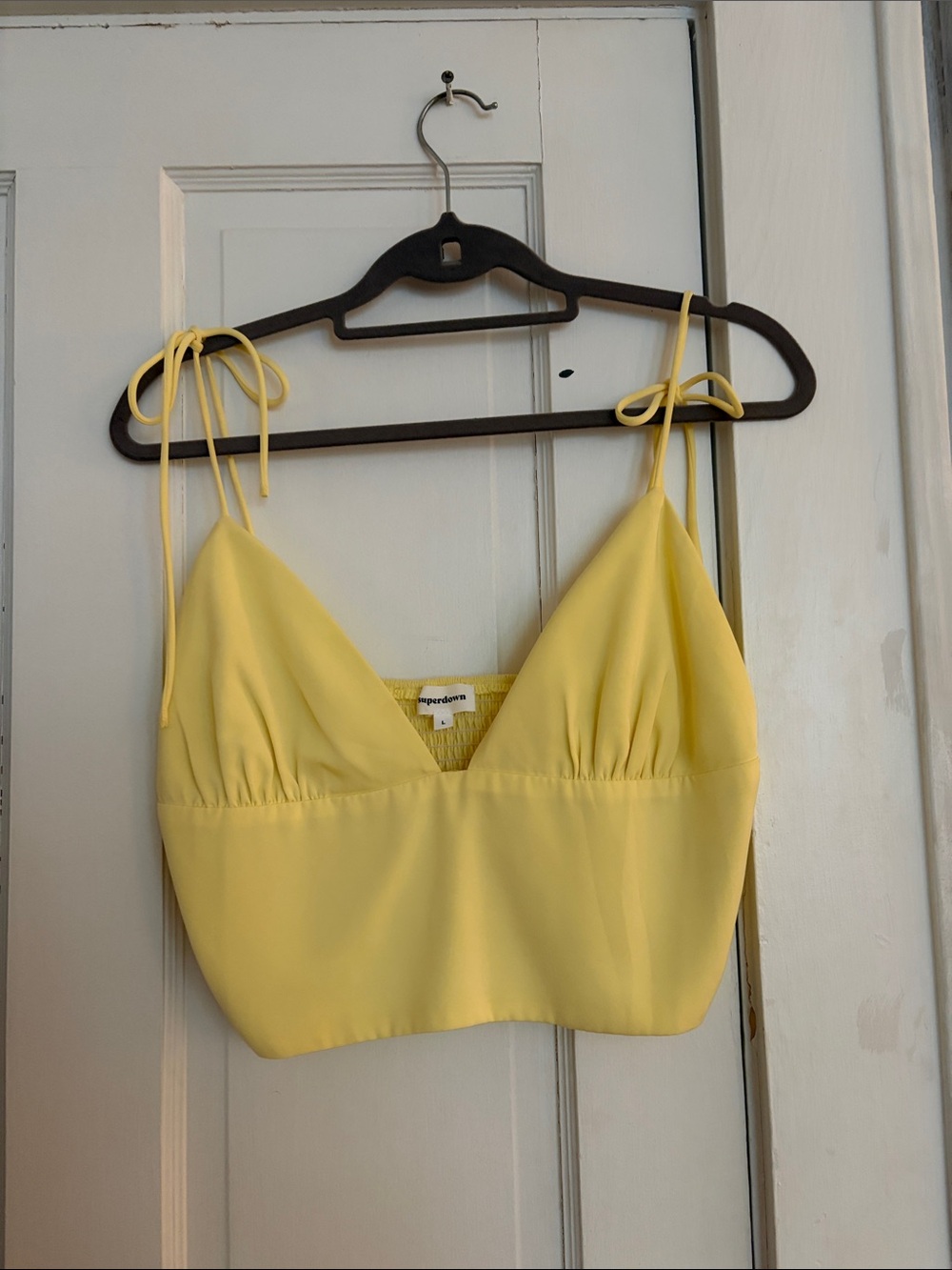 superdown Yellow Tie-Strap Cropped Tank Top